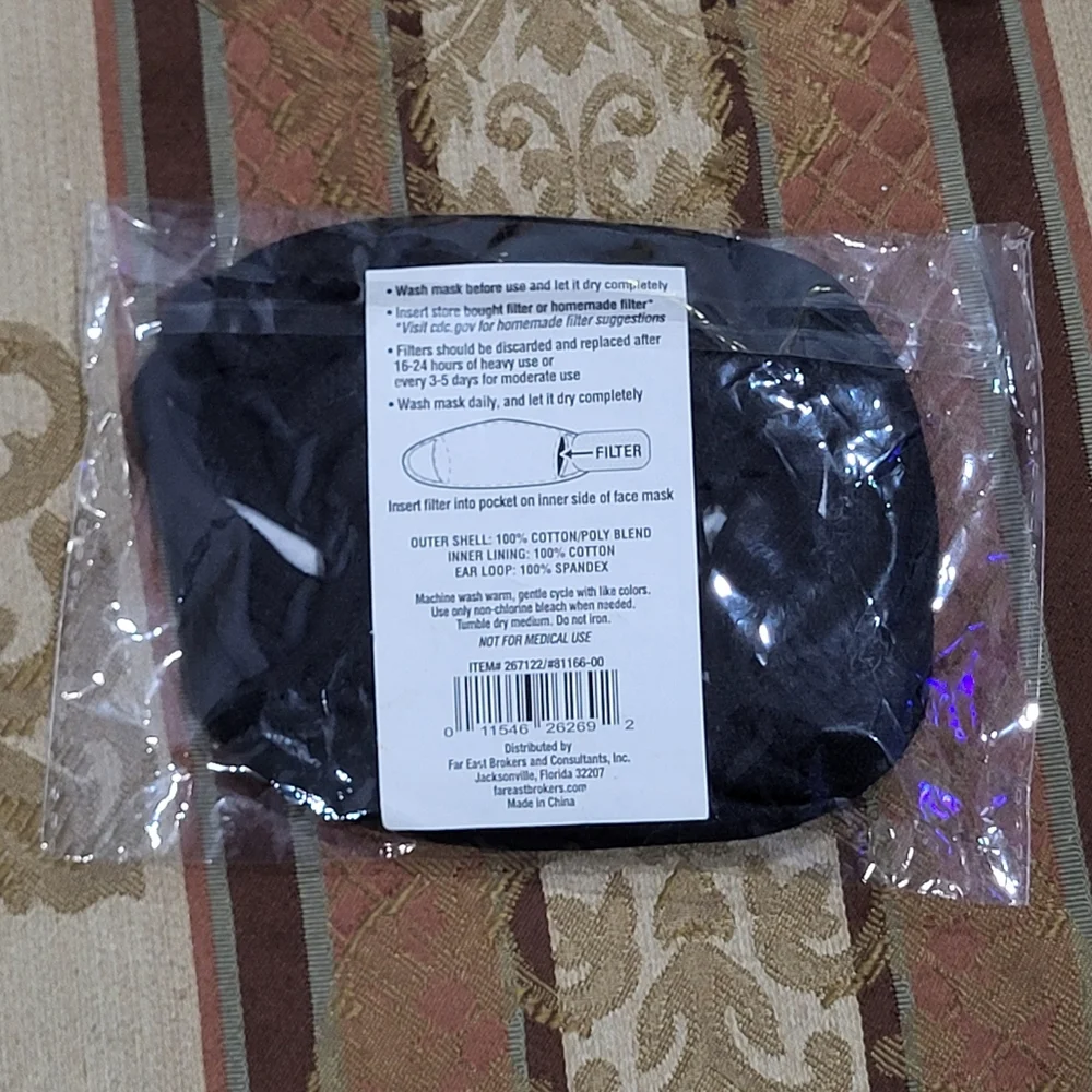 2 Layer Reusable Non-medical Face Mask w/ Filter Pocket (2 Pack) Black